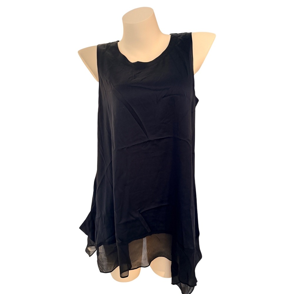 EILEEN FISHER Black Silk Lagenlook Top Sz Small